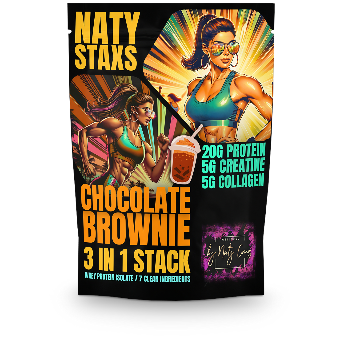 All In One - Fully Stax'd Chocolate Brownie Protein Powder + Collagen + Creatine- 12 oz