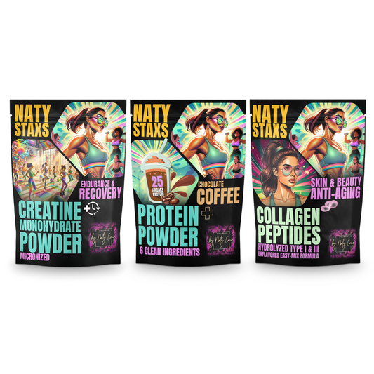 Naty Staxs Separates  Set - w/ Coffee & Chocolate Protein - 12oz x 3