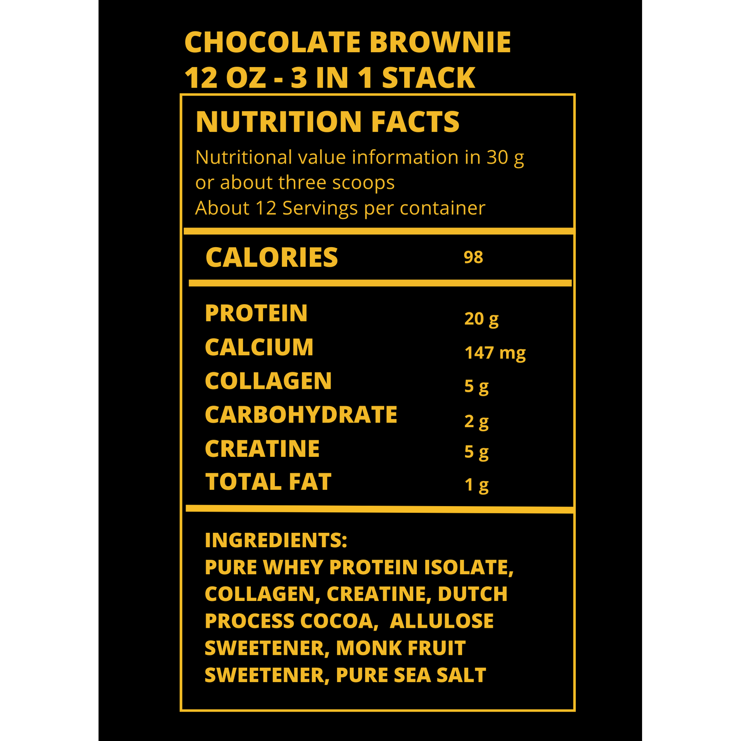 All In One - Fully Stax'd Chocolate Brownie Protein Powder + Collagen + Creatine- 12 oz