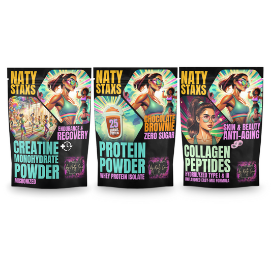 Naty Staxs Separates Set - w/ Chocolate Brownie Protein - 12oz x 3